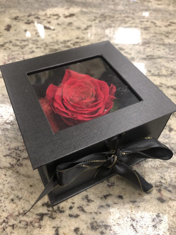 Rose stabilisées dans son coffret cadeau noir